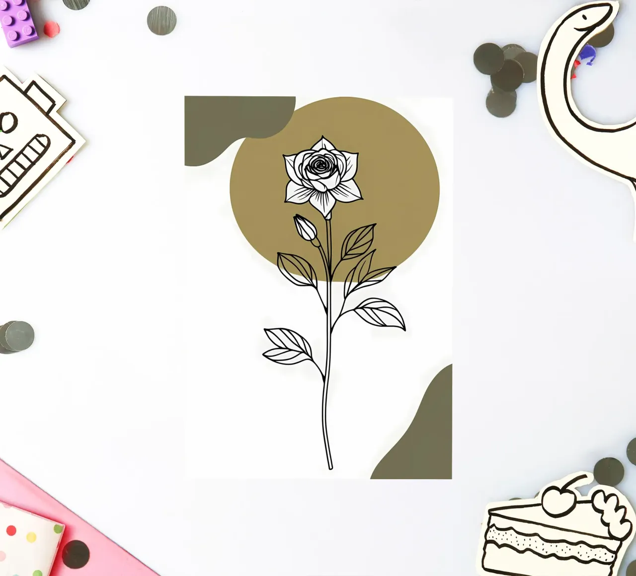 Dessin au trait minimaliste d'une seule fleur d'Amaryllis autocollant de Bloom And Brush
