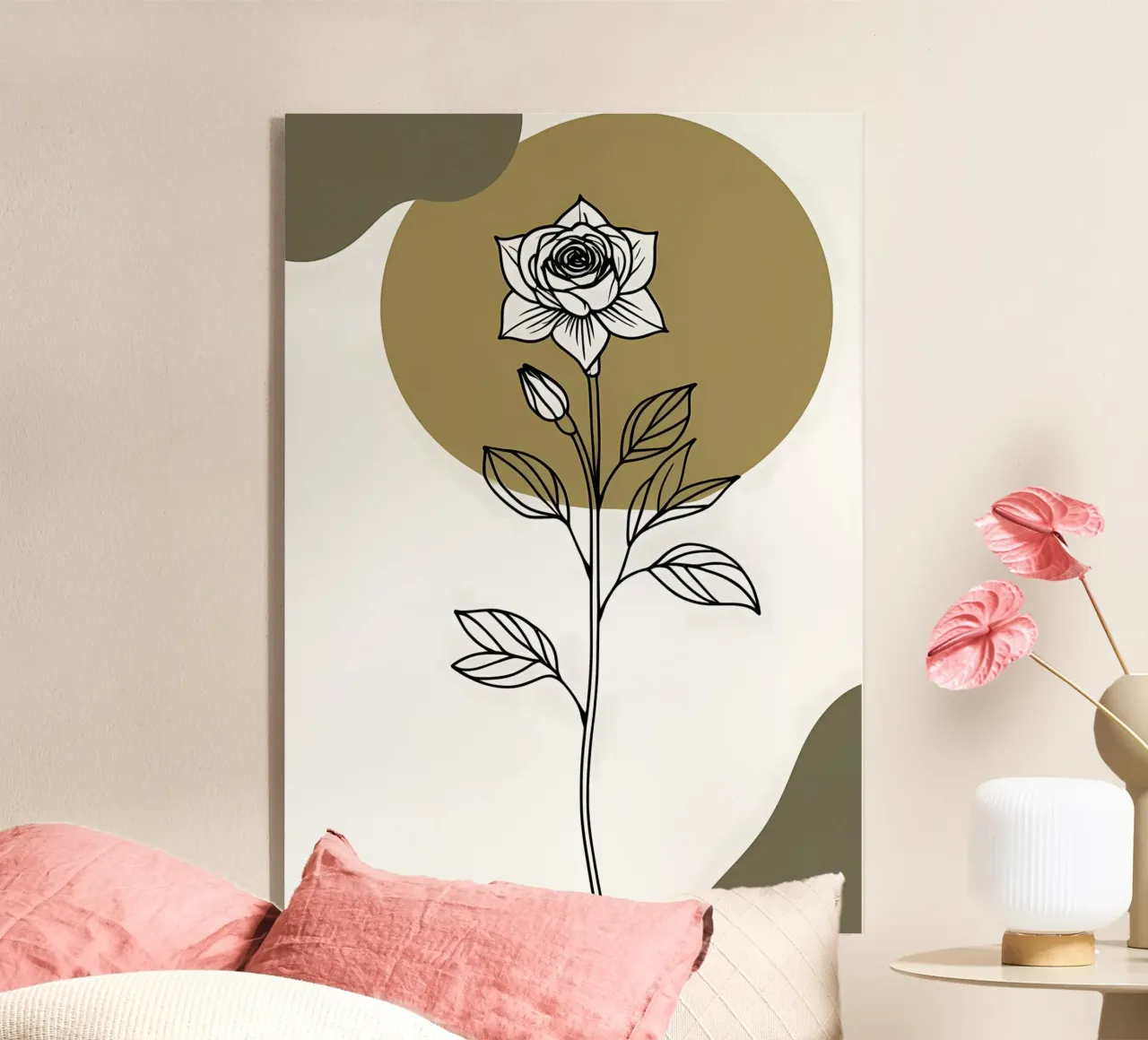 Line art minimalista di un singolo fiore di Amaryllis plexiglass da Bloom And Brush