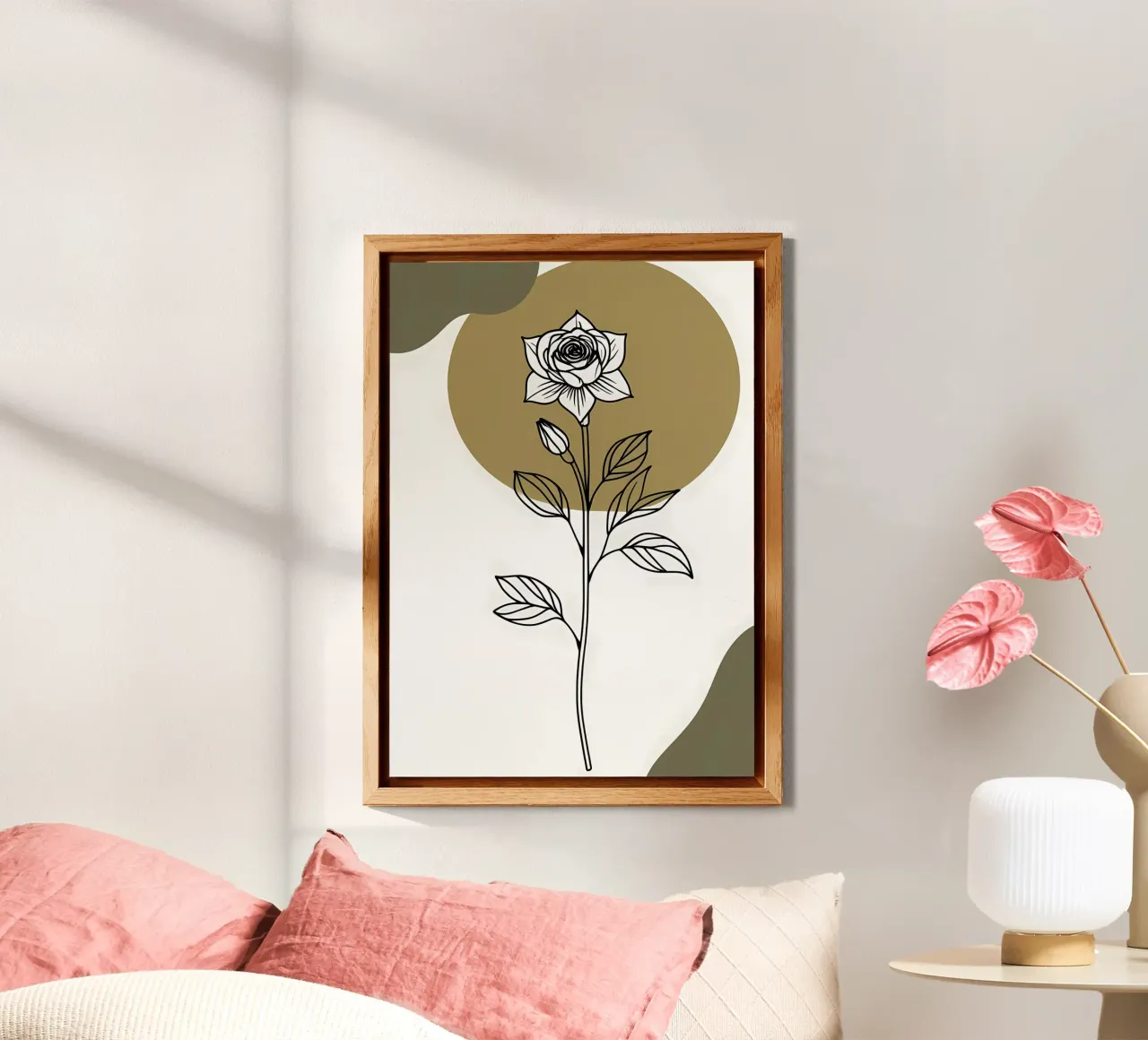 Line art minimalista di un singolo fiore di Amaryllis alluminio dibond da Bloom And Brush