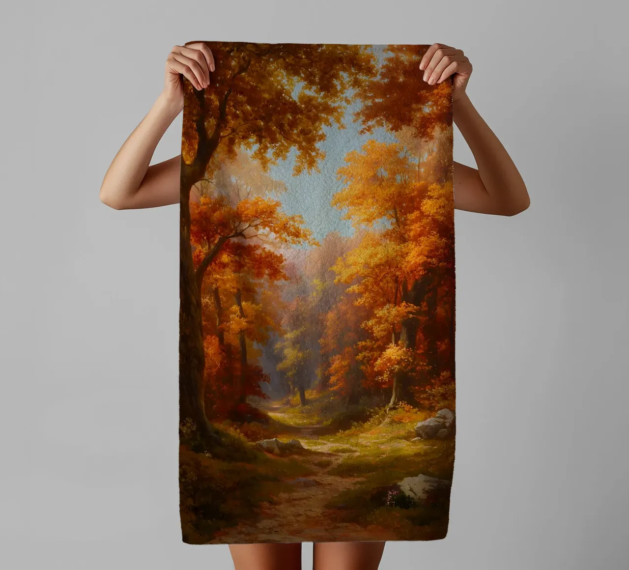 Paysage forestier automnal serviette de bain de IamHomeStudio