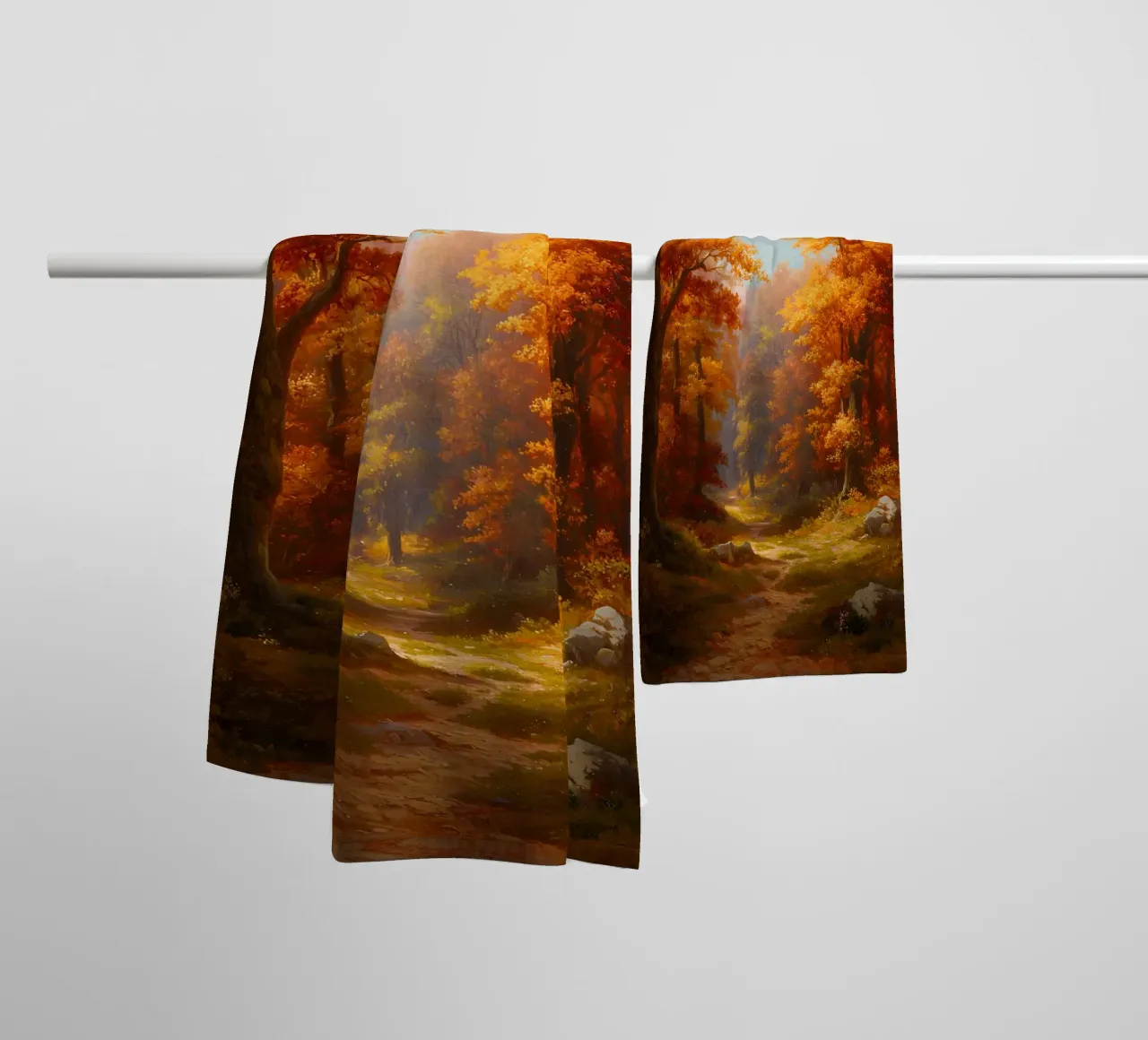 Paysage forestier automnal serviette de bain de IamHomeStudio