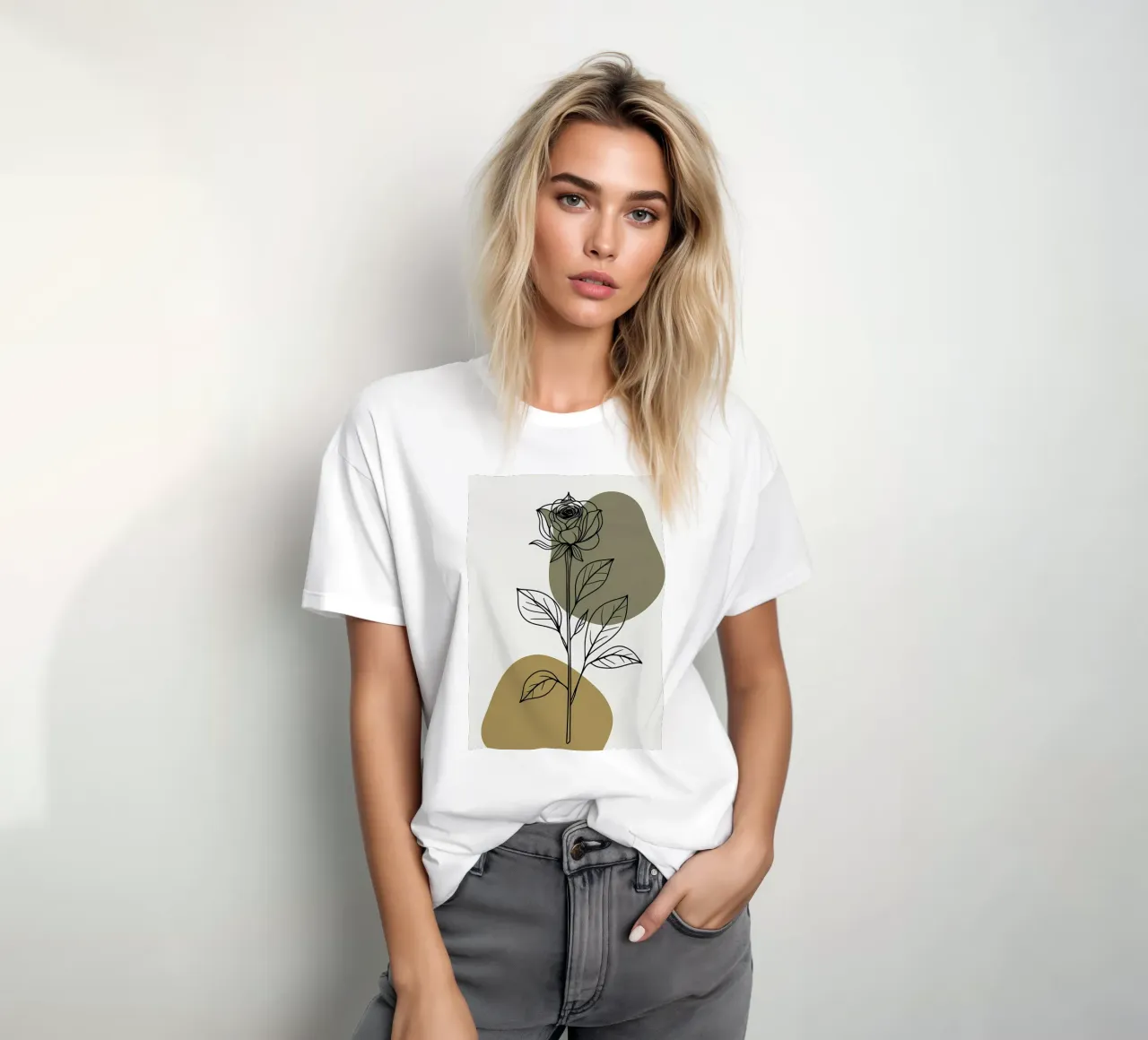Line art minimalista di un singolo fiore di Amaryllis t-shirt da Bloom And Brush