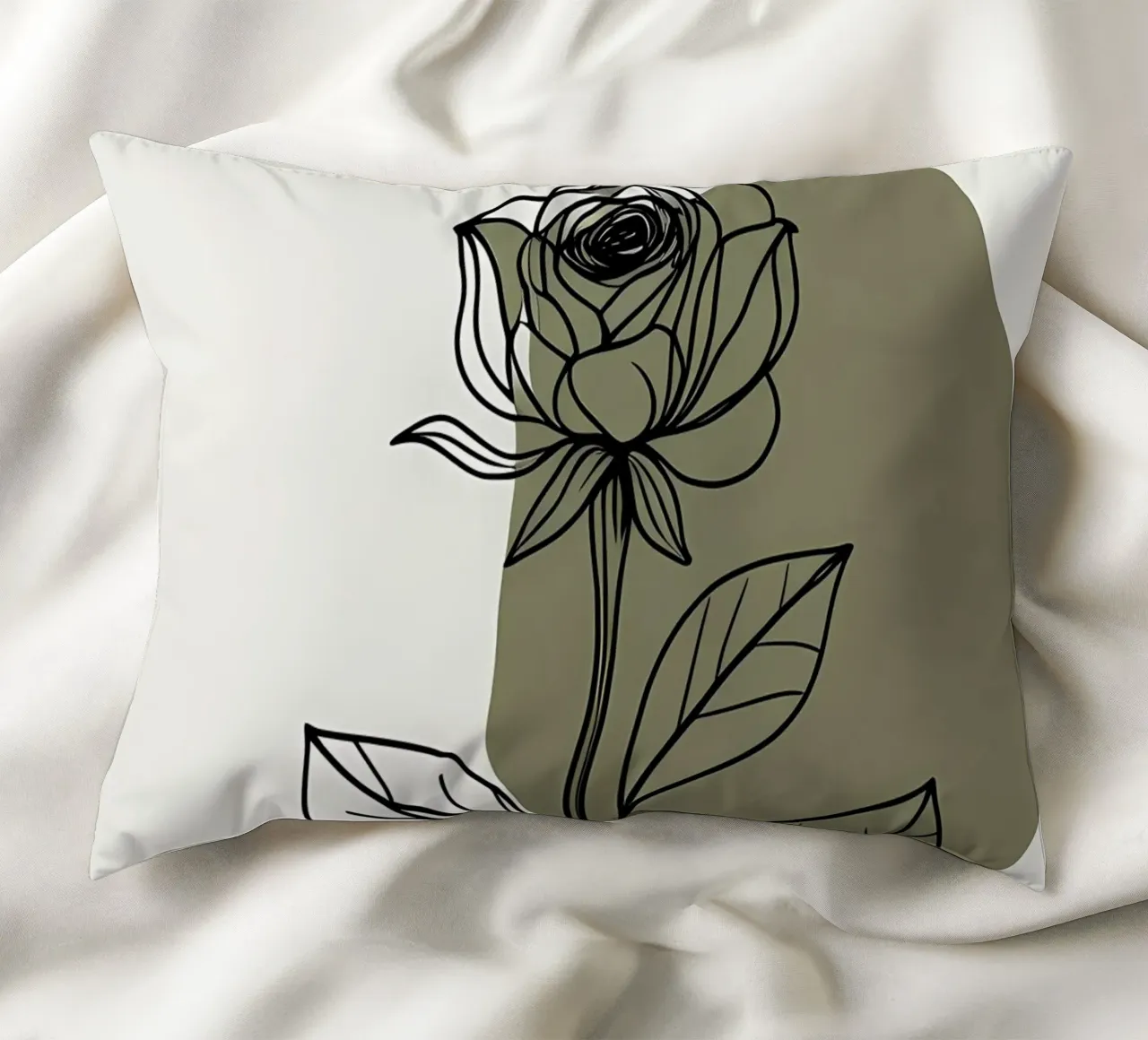 Line art minimalista di un singolo fiore di Amaryllis cuscino da Bloom And Brush