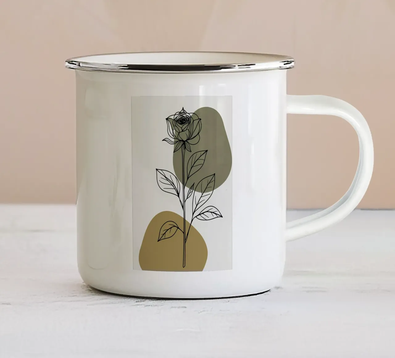 Dessin au trait minimaliste d'une seule fleur d'Amaryllis mug en émail de Bloom And Brush
