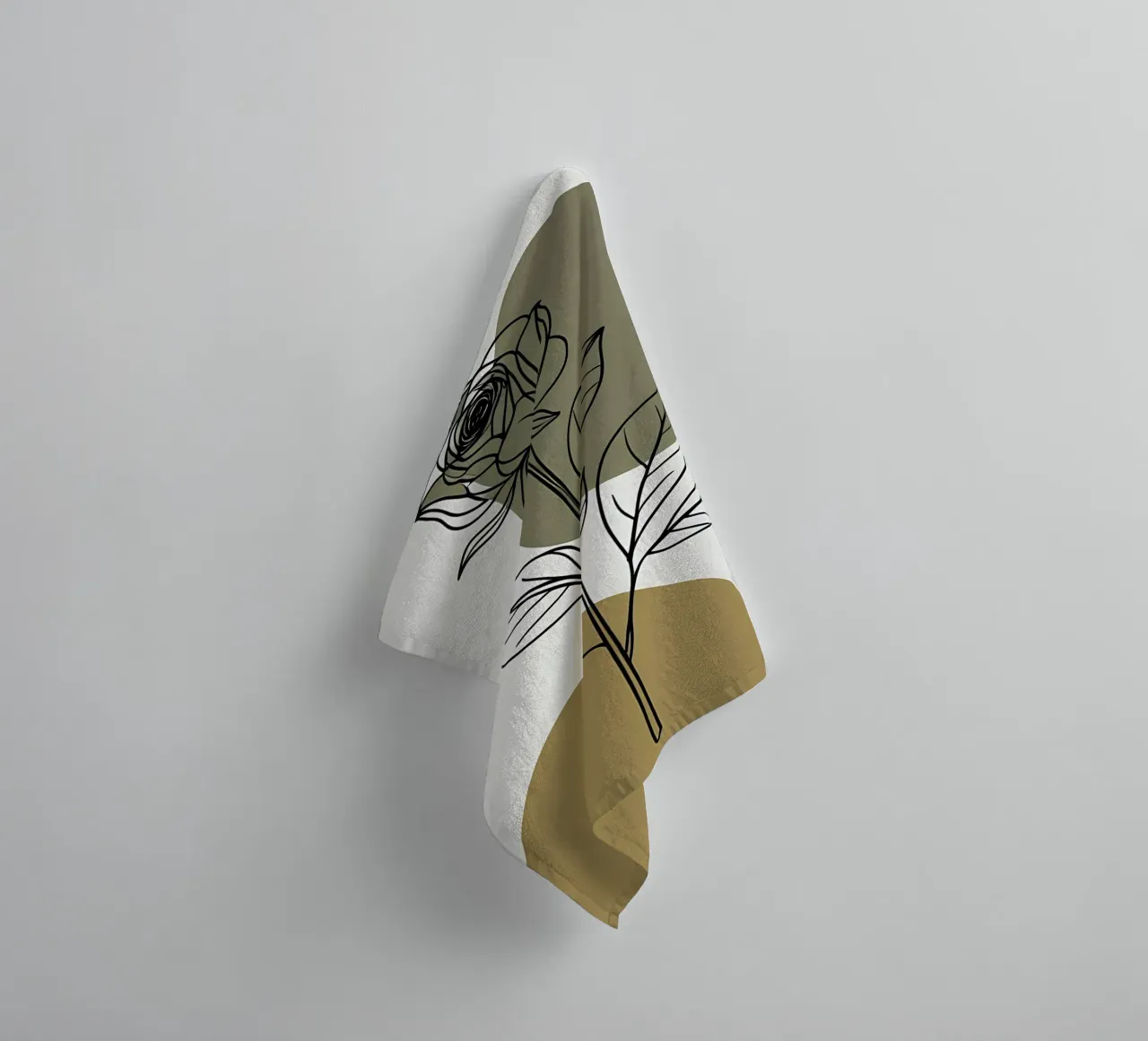 Minimalist line art of single Amaryllis flower towel by Bloom And Brush