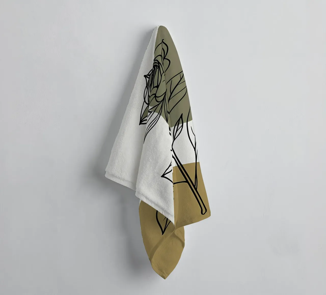 Minimalist line art of single Amaryllis flower towel by Bloom And Brush