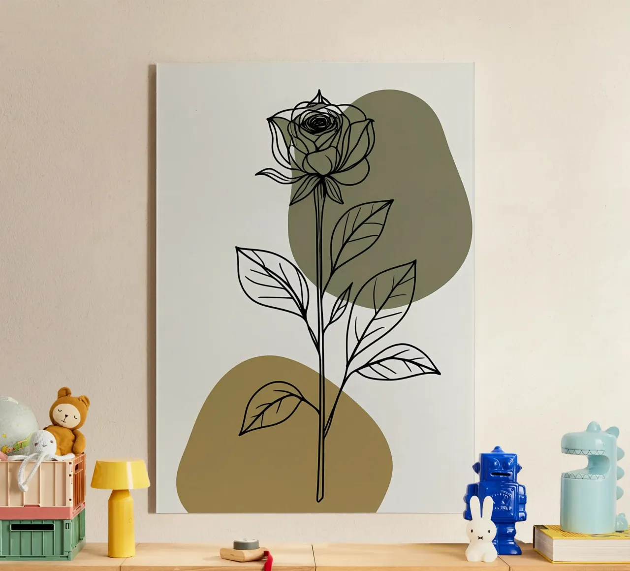 Line art minimalista di un singolo fiore di Amaryllis plexiglass da Bloom And Brush