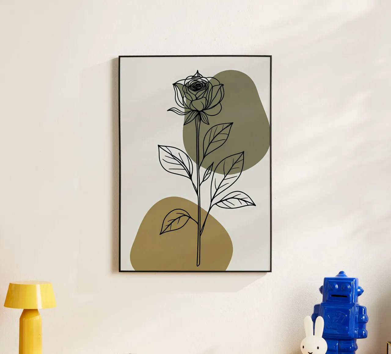 Line art minimalista di un singolo fiore di Amaryllis alluminio dibond da Bloom And Brush