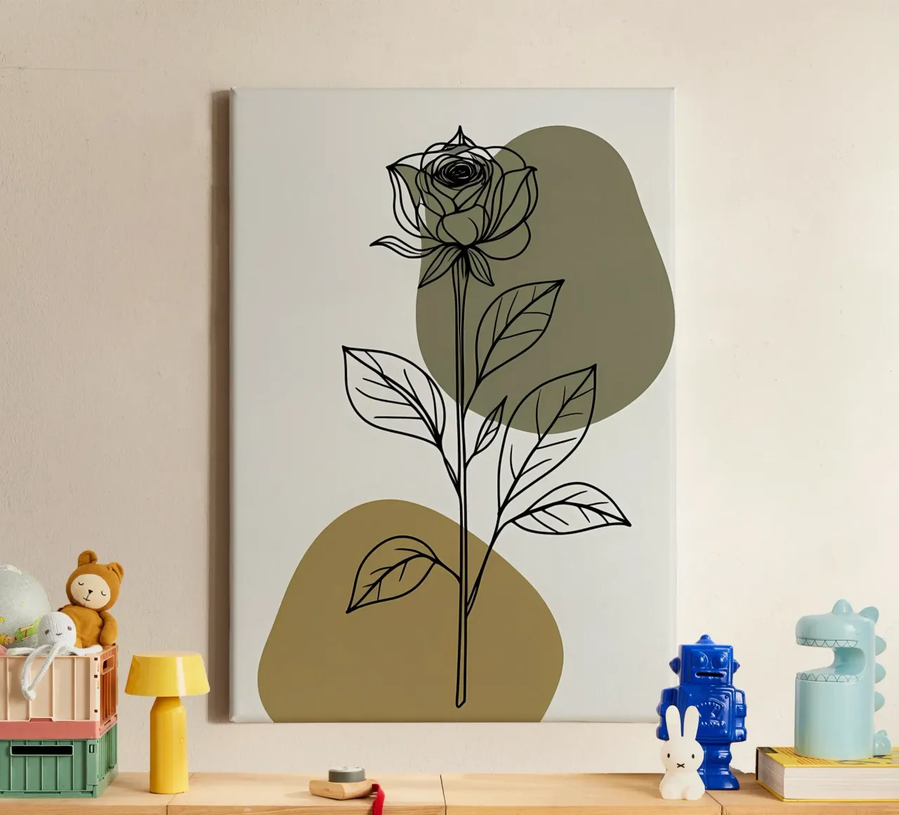 Line art minimalista di un singolo fiore di Amaryllis tela da Bloom And Brush