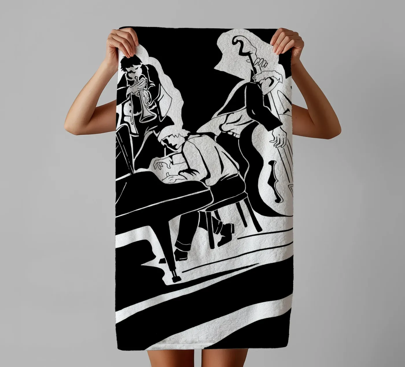 jazz quartet towel by Massimo Frascogna