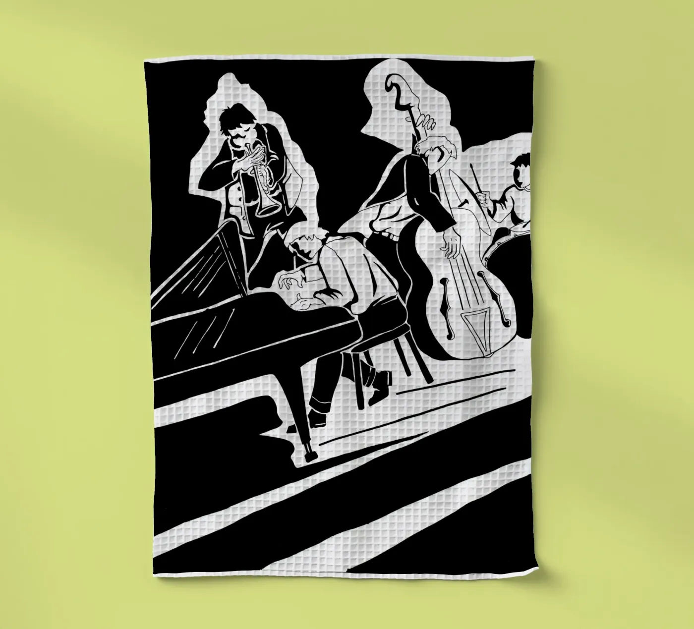 jazz quartet tea towel by Massimo Frascogna