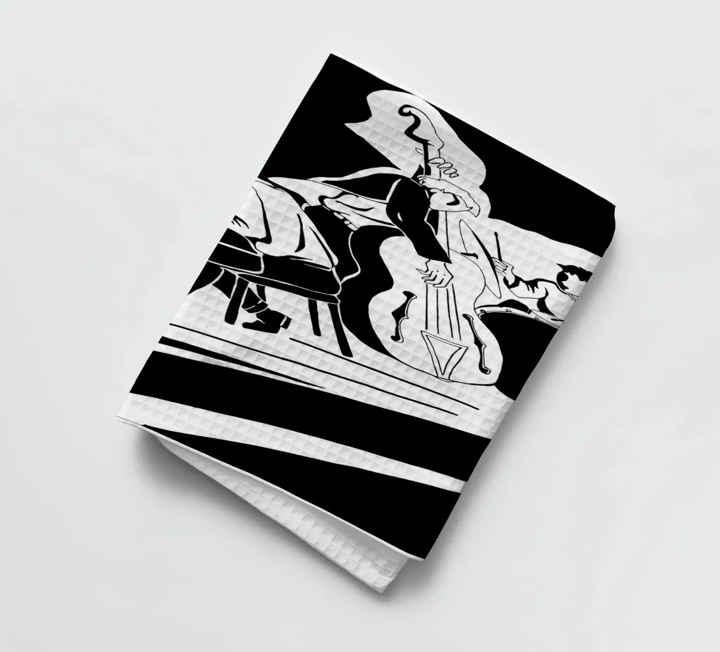 jazz quartet tea towel by Massimo Frascogna