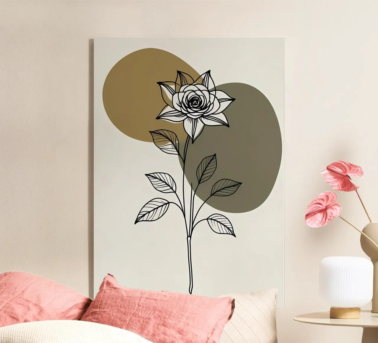 Line art minimalista di un singolo fiore di Amaryllis plexiglass da Bloom And Brush