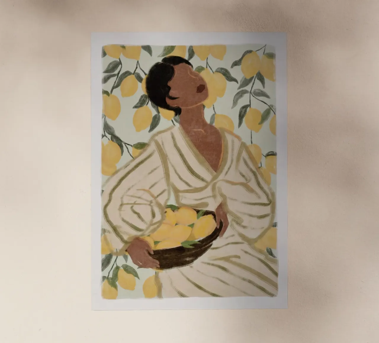 Poster Donna in giardino di agrumi pellicola backlit da Lonnieprints