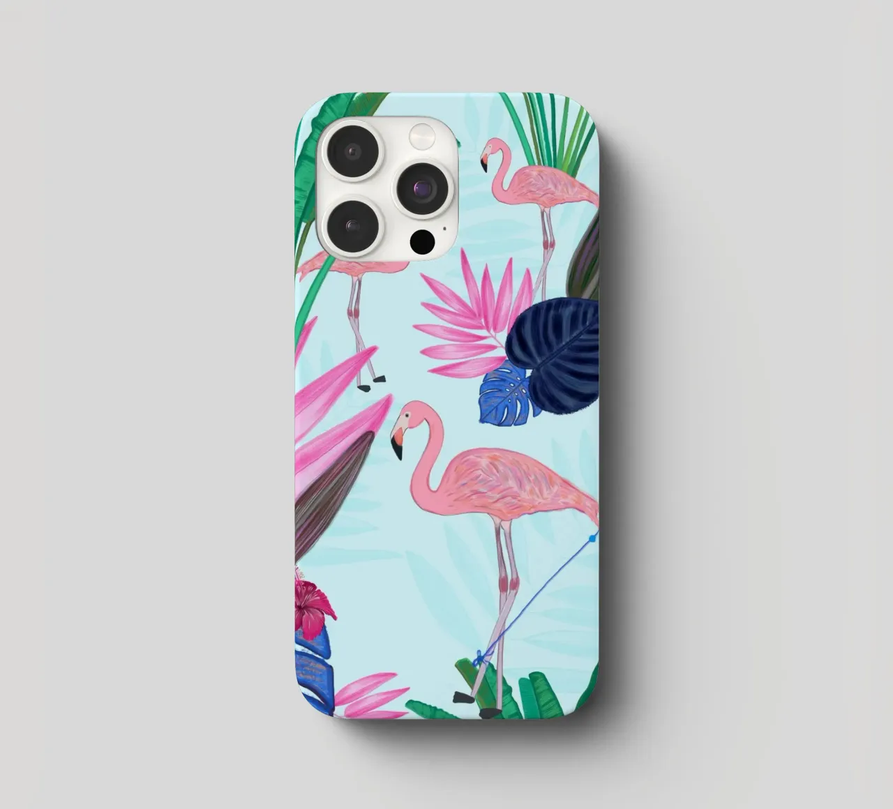 Flamingo mit Drachen und Bananenstaude Sommerzeit iPhone Hülle von gulsengunel