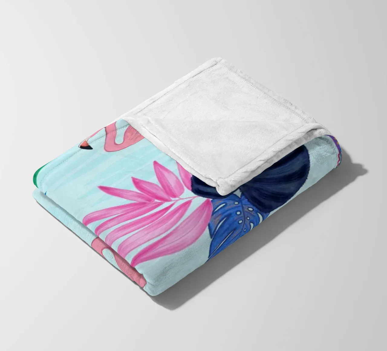Flamingo with kite and banana tree summer time fleece blanket by gulsengunel
