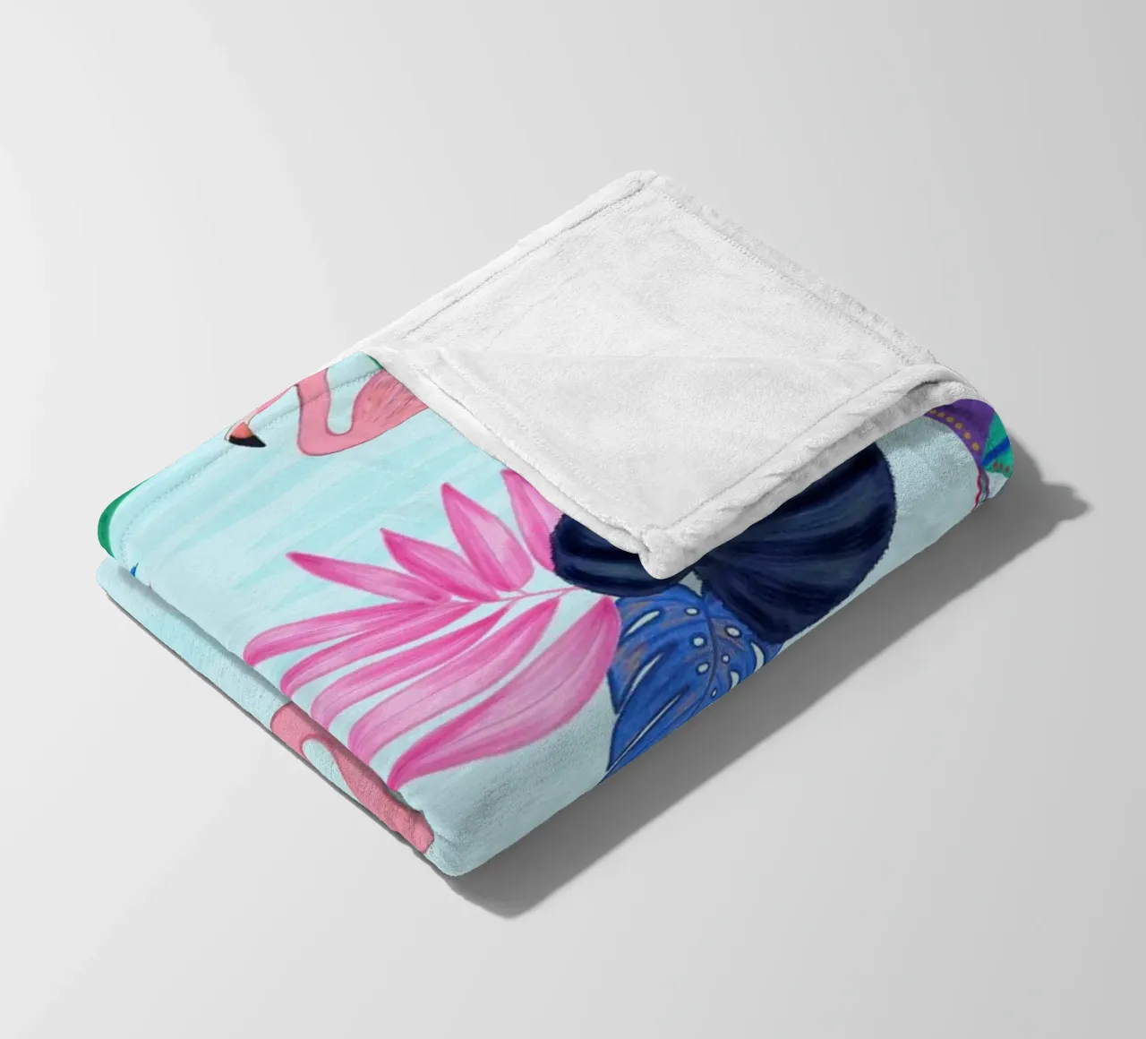 Flamingo with kite and banana tree summer time fleece blanket by gulsengunel