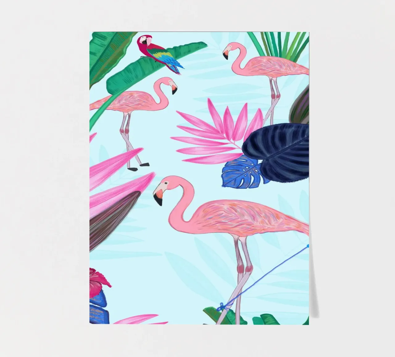 Flamingo with kite and banana tree summer time sticker sheet by gulsengunel