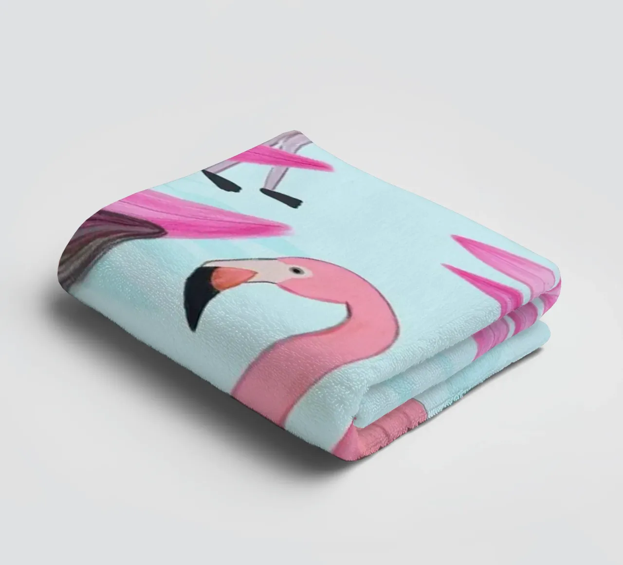 Flamingo with kite and banana tree summer time towel by gulsengunel