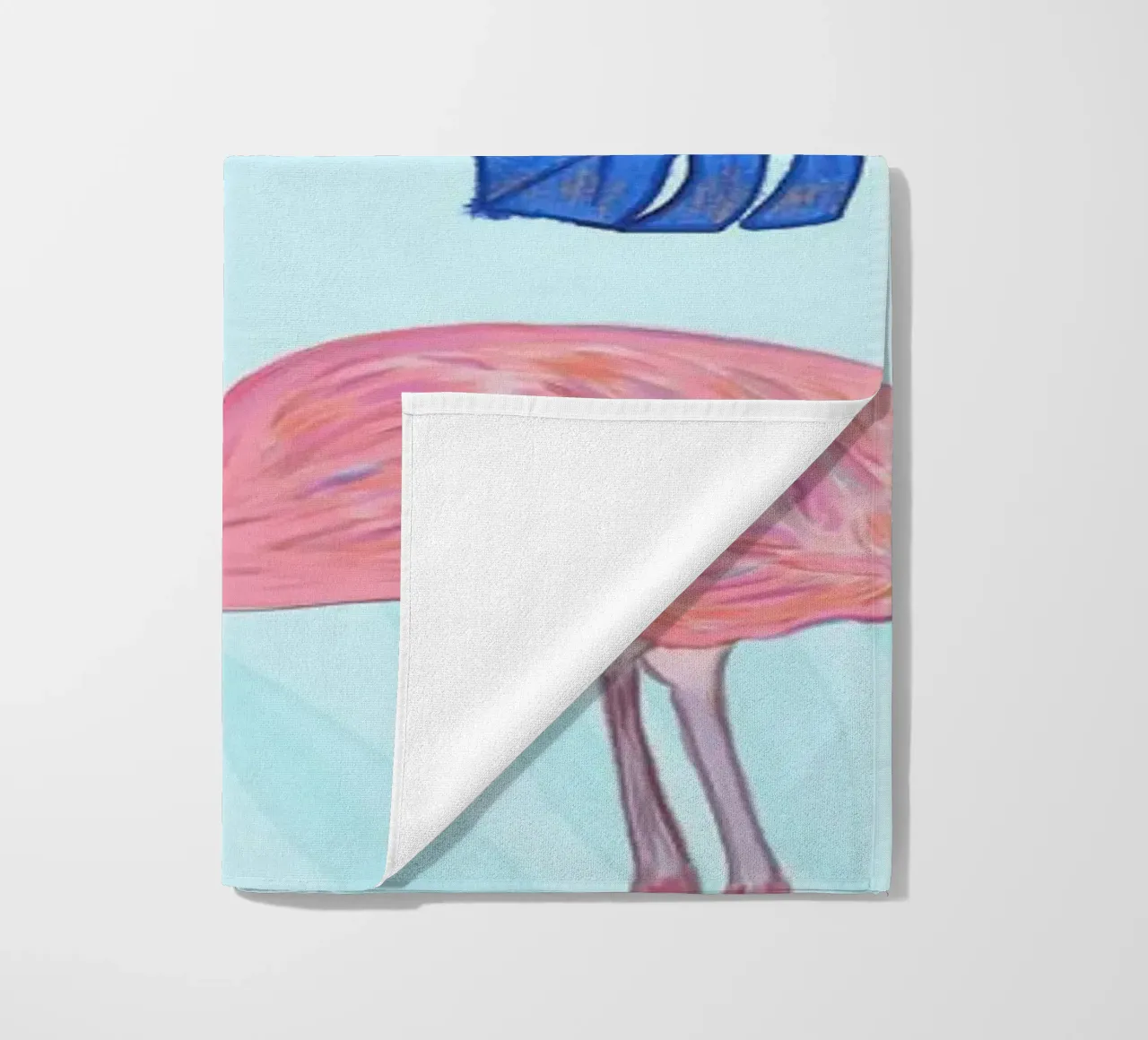Flamingo with kite and banana tree summer time beach towel by gulsengunel