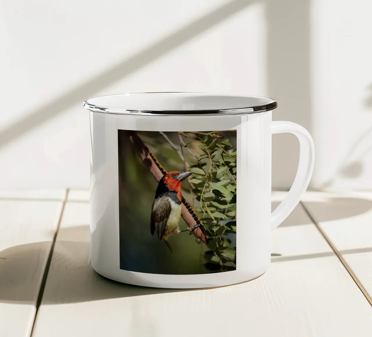Barbetto dal collare nero tazza in smalto da Tom's Wildlife