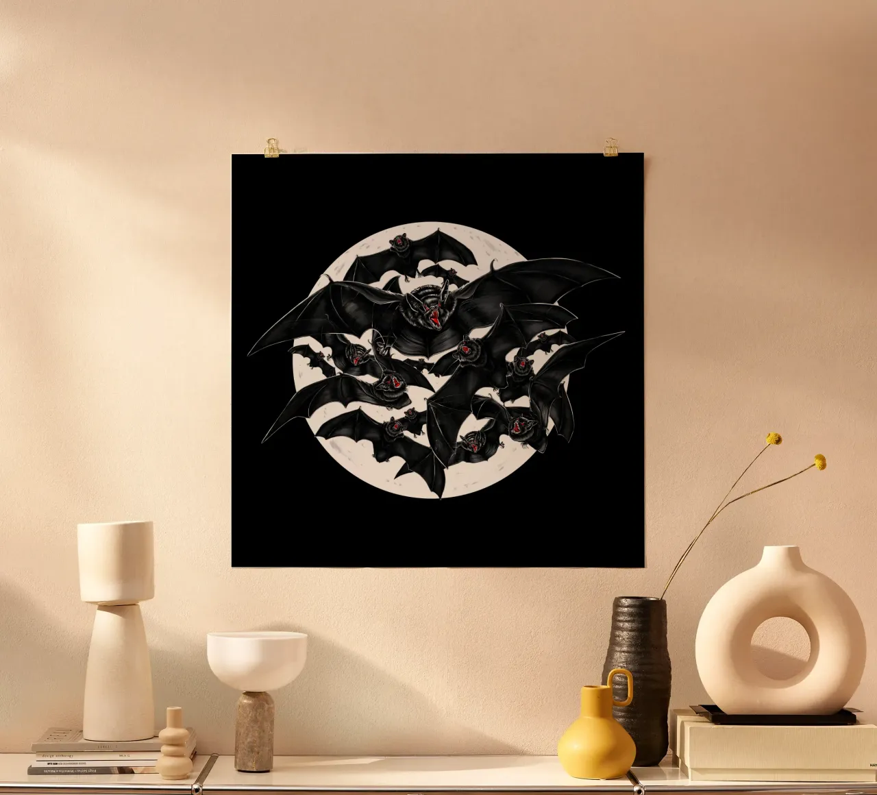 Pipistrelli con la luna piena carta hahnemühle da 7115