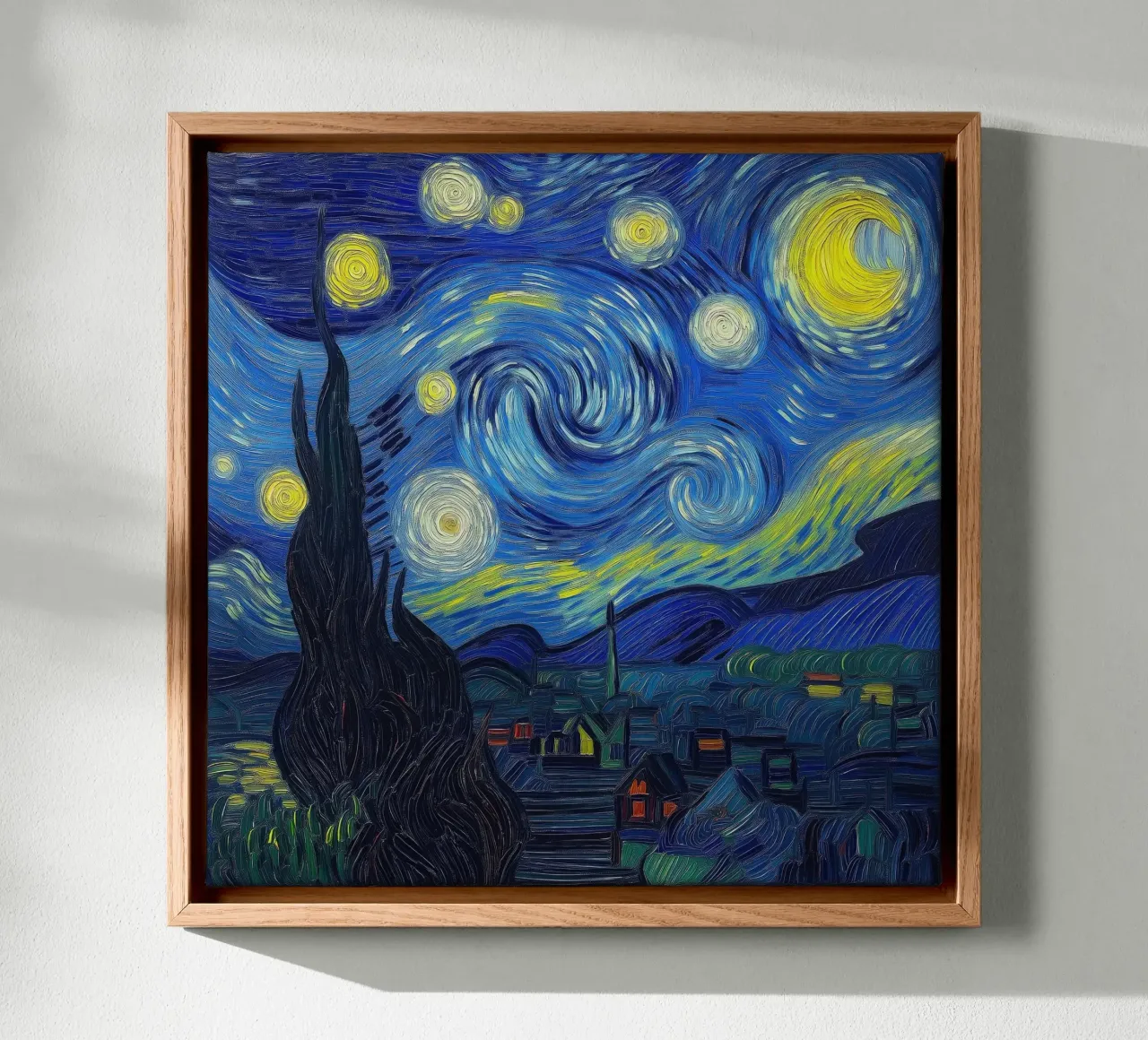 Moderne Sterrennacht canvas met Baklijst van Art Center