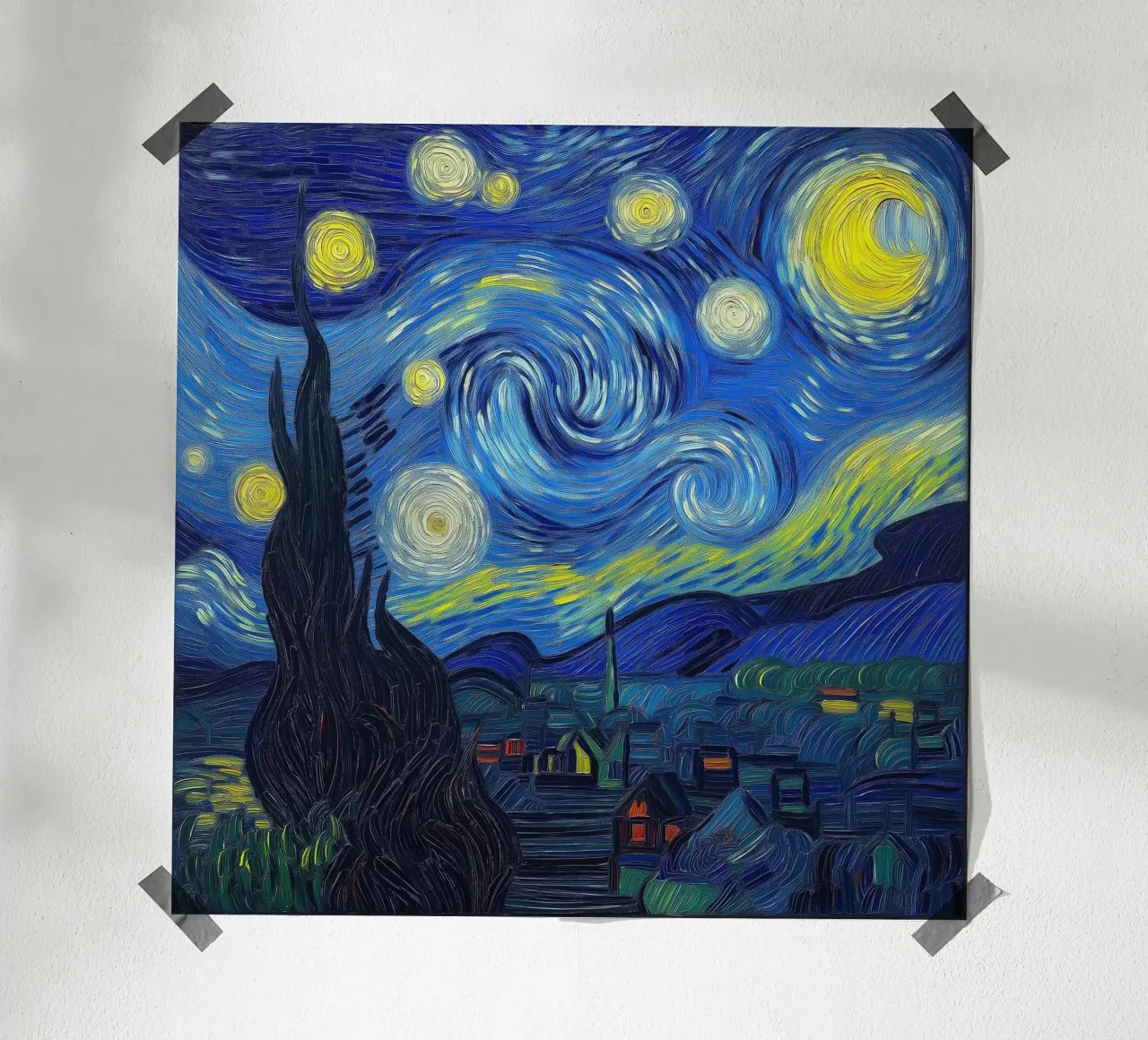 Notte stellata moderna poster con telaio in legno da Art Center