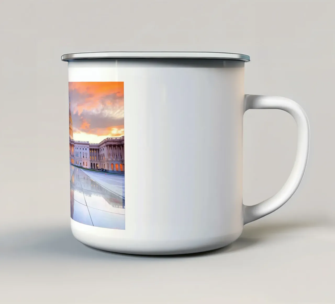 Riflesso del Campidoglio all'alba, Washington, D.C., USA tazza in smalto da Wanderlust Vibes