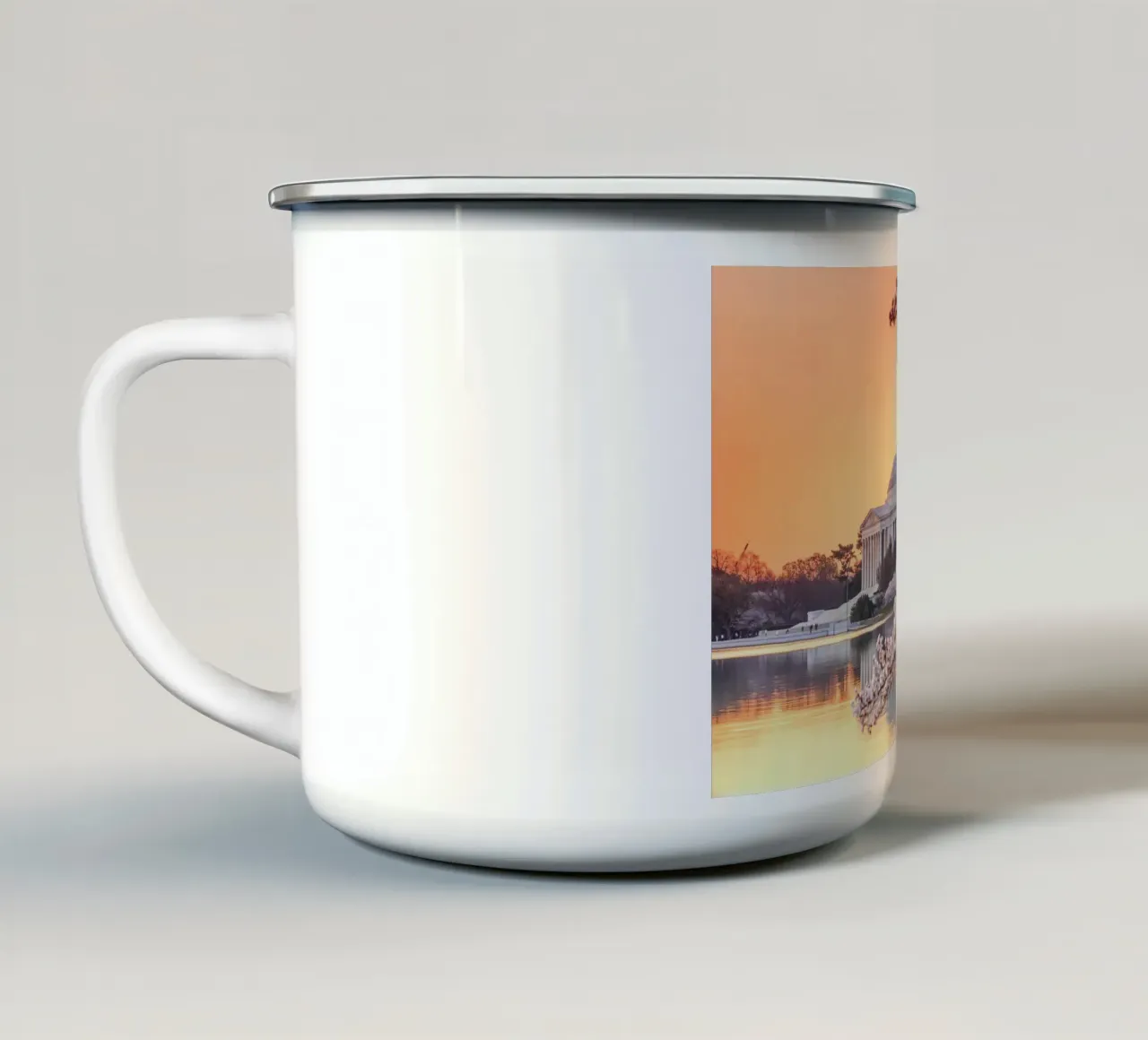 Jefferson Memorial e fiori di ciliegio, Washington, D.C., USA tazza in smalto da Wanderlust Vibes