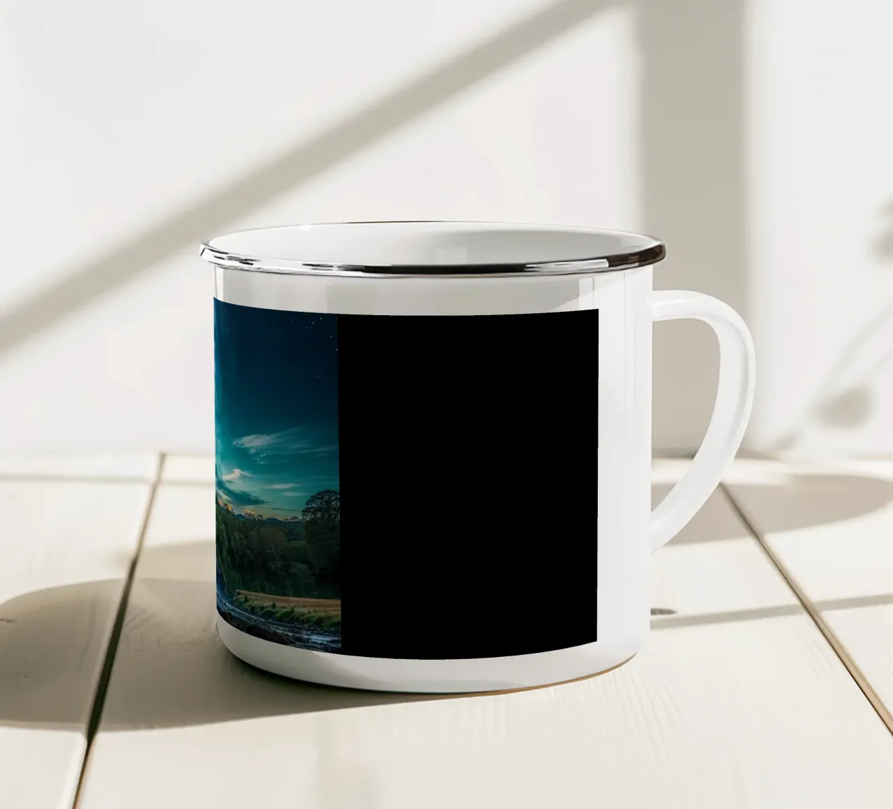 Splendida cascata sotto il cielo stellato tazza in smalto da LM2KONE