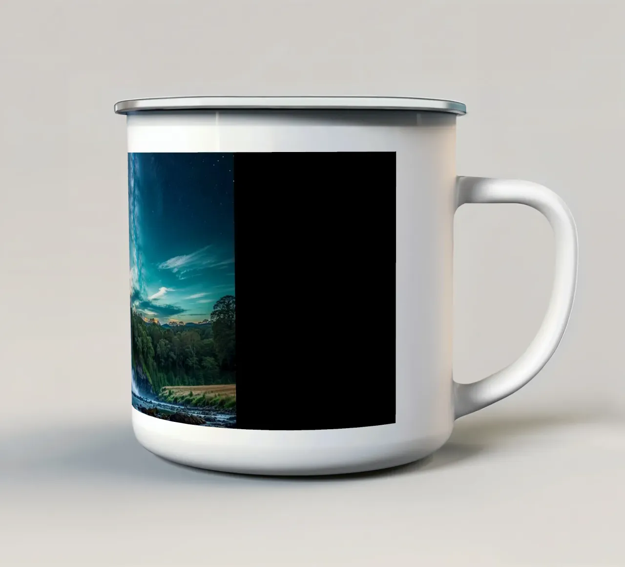 Splendida cascata sotto il cielo stellato tazza in smalto da LM2KONE