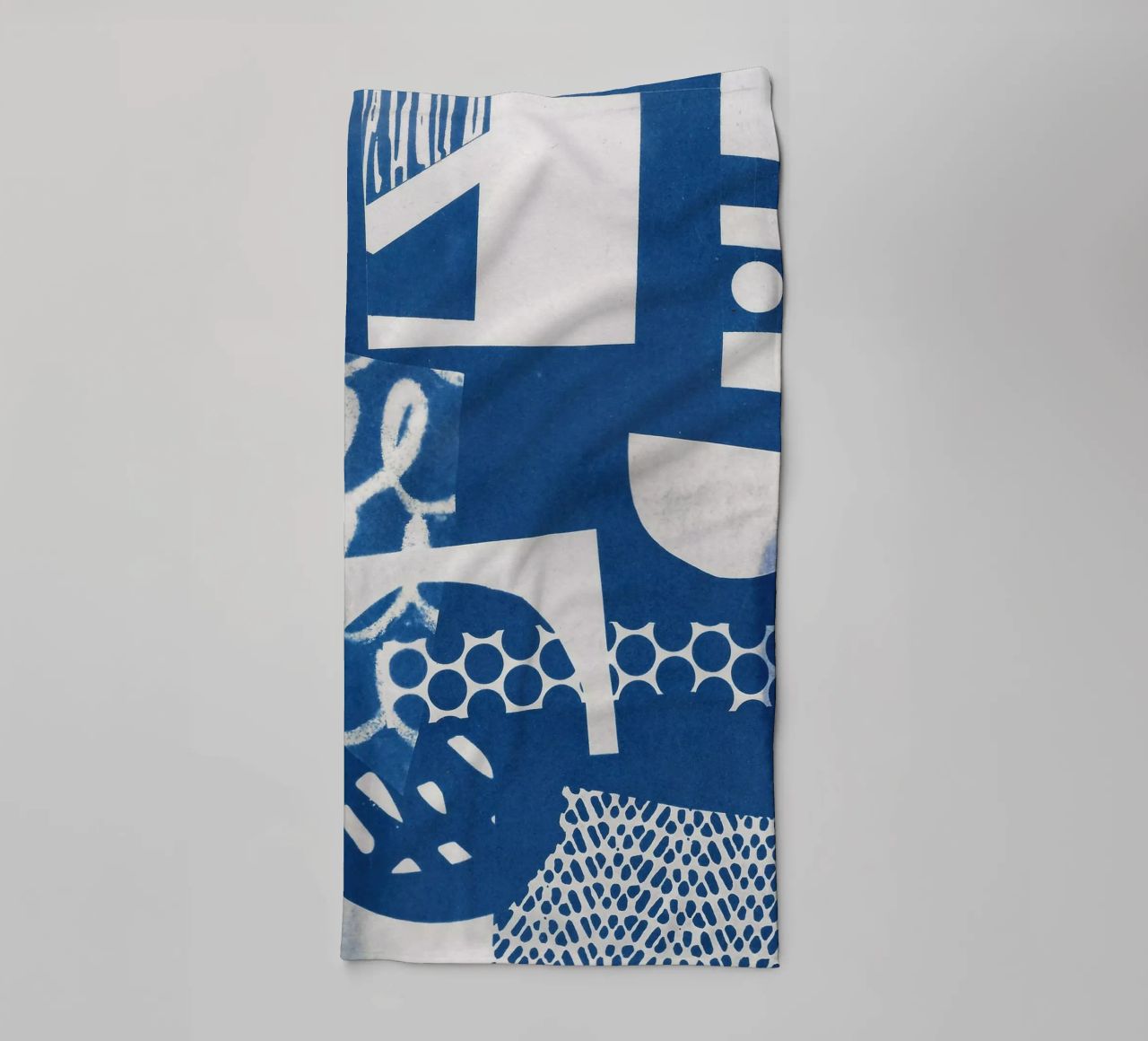Geometric Cyanotype II towel by Kim Hubball Studio