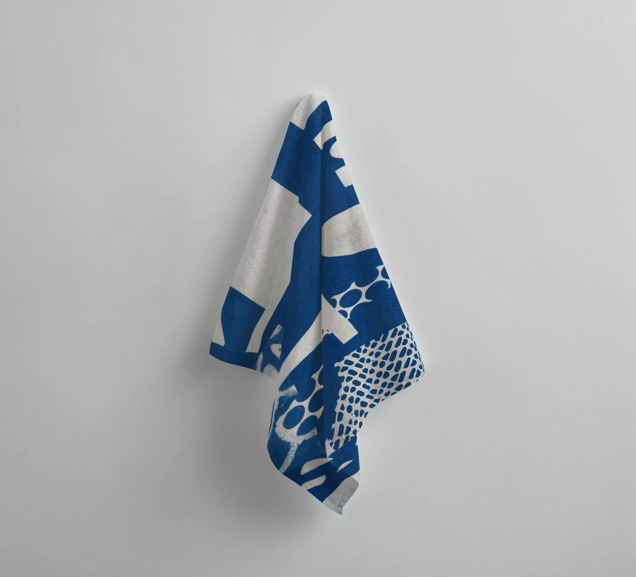Geometric Cyanotype II towel by Kim Hubball Studio