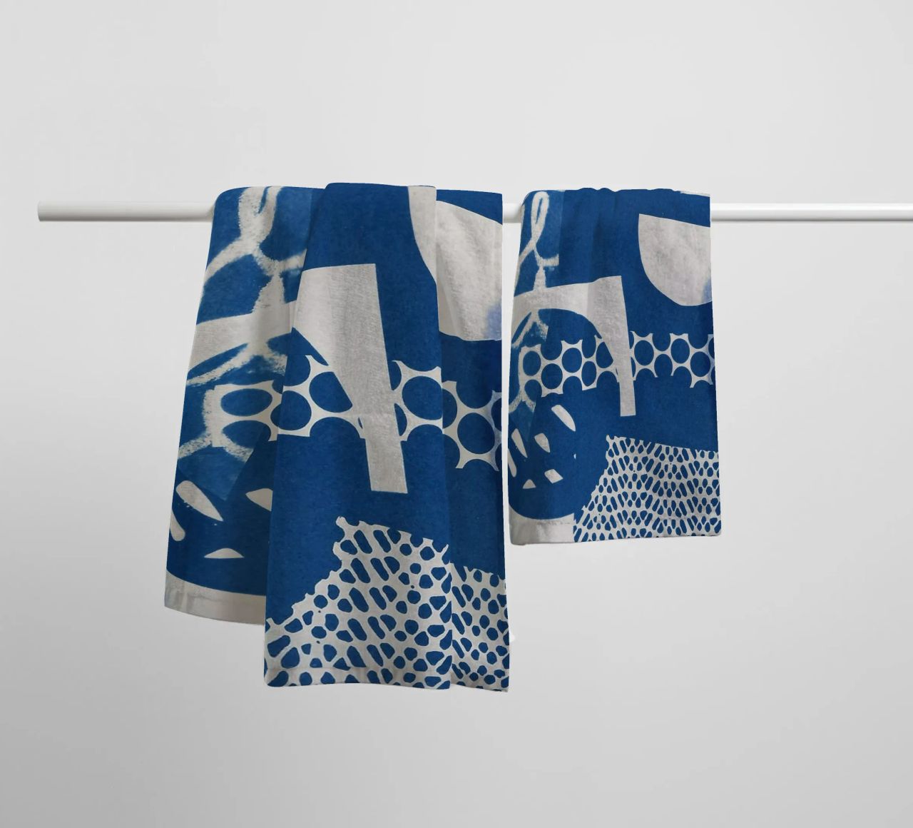 Geometric Cyanotype II towel by Kim Hubball Studio