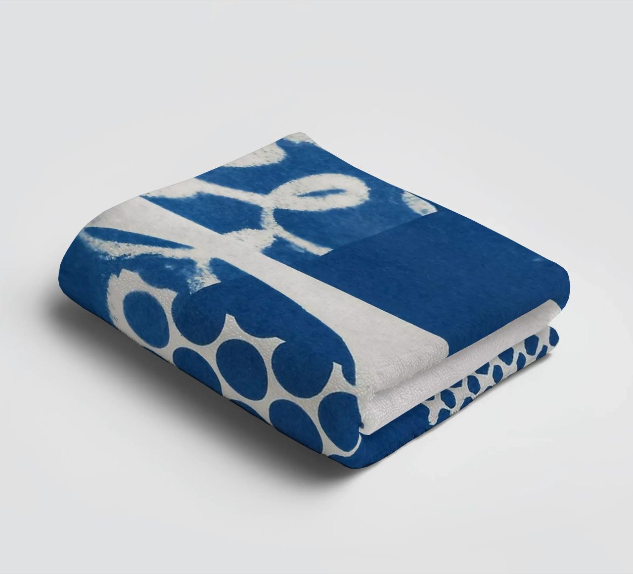 Geometric Cyanotype II towel by Kim Hubball Studio