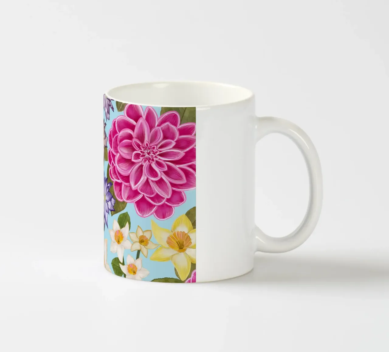Narcisi clematidi e dalie floreali tazza in ceramica da gulsengunel