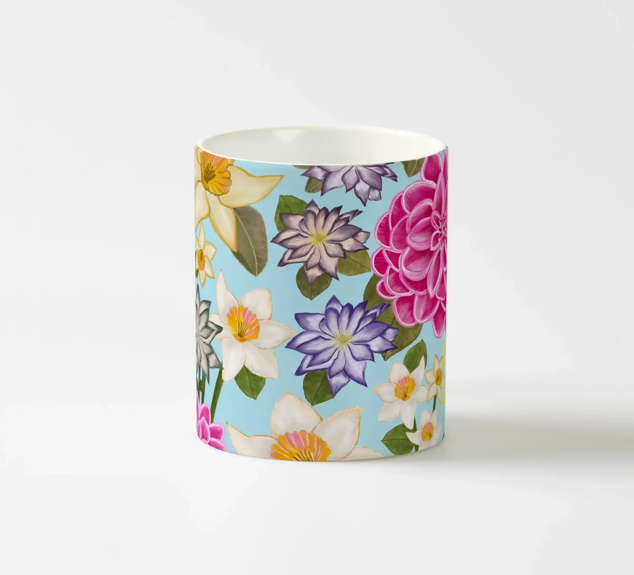 Narcisi clematidi e dalie floreali tazza in ceramica da gulsengunel
