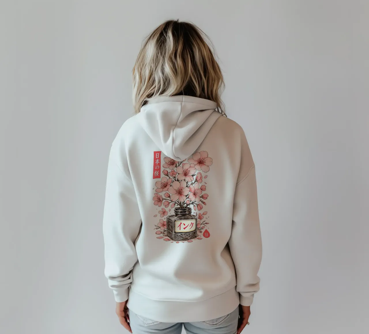 Fiore di sakura - inchiostro giapponese per fiori di ciliegio felpa con cappuccio da LM2KONE