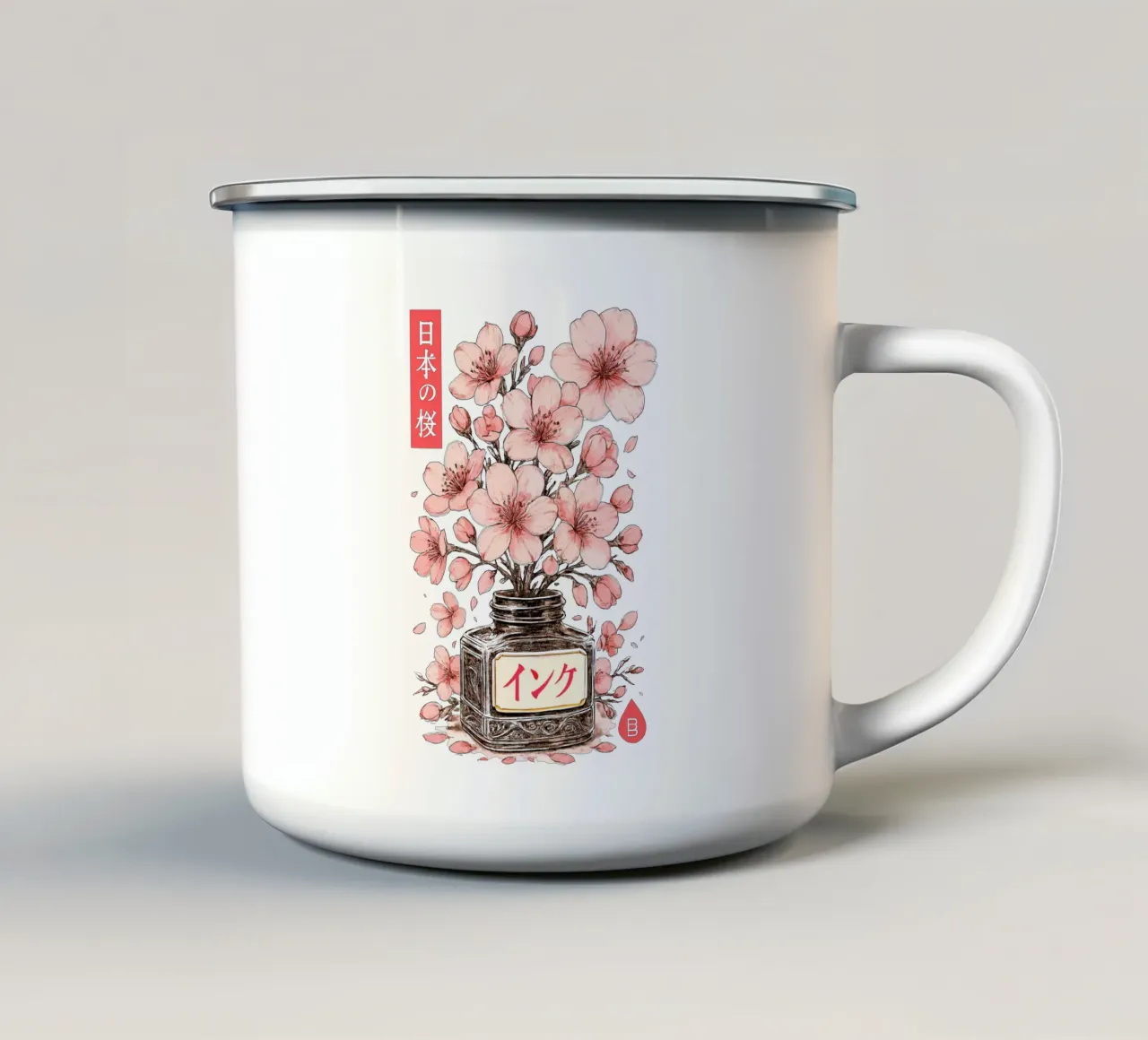 Fiore di sakura - inchiostro giapponese per fiori di ciliegio tazza in smalto da LM2KONE