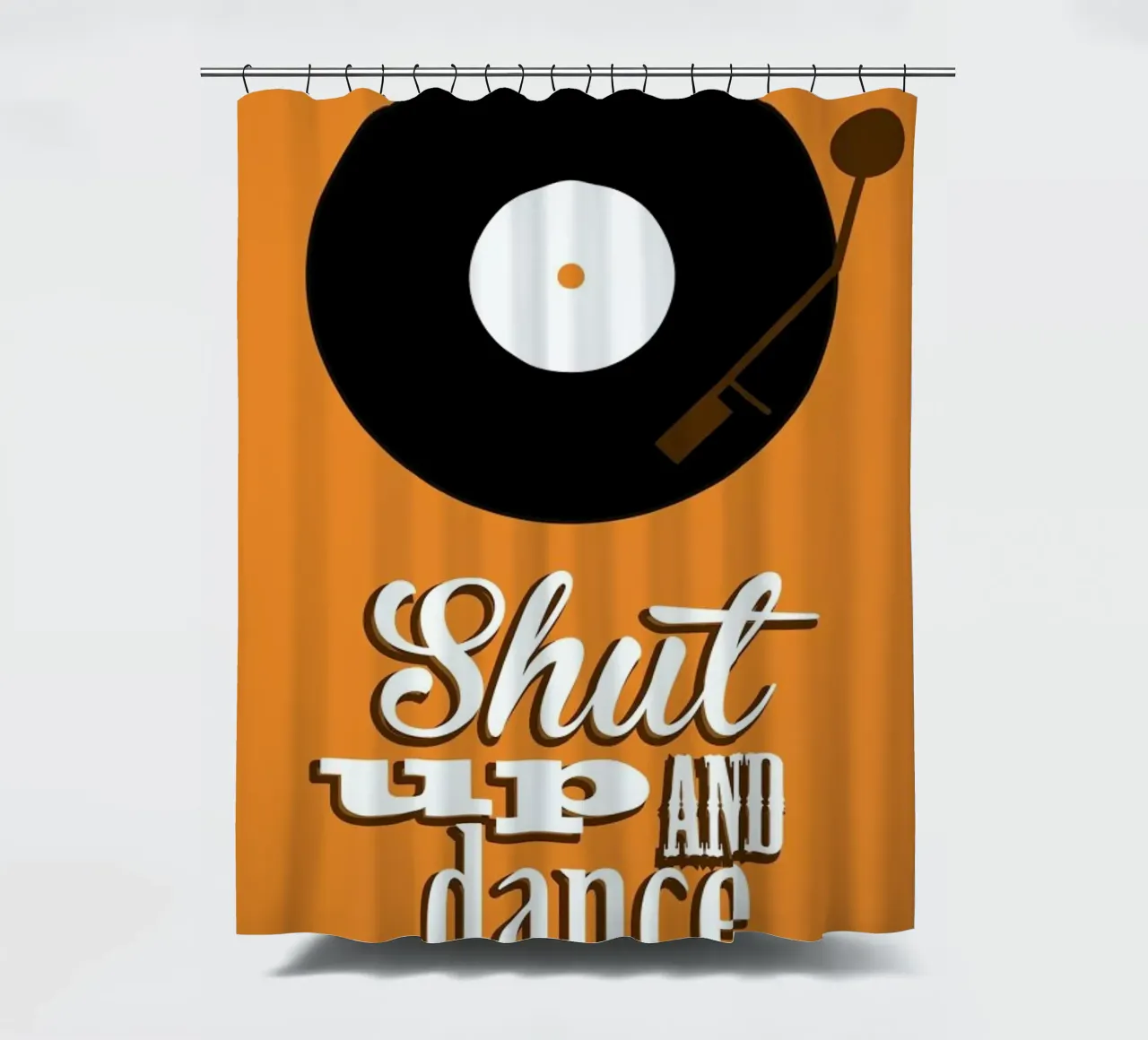 Shut Up shower curtain by Trabolt Design