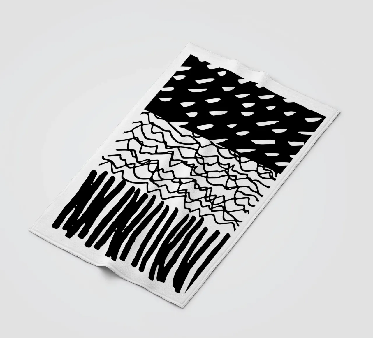 Black Marks Graphic Pattern fleece blanket by Kim Hubball Studio