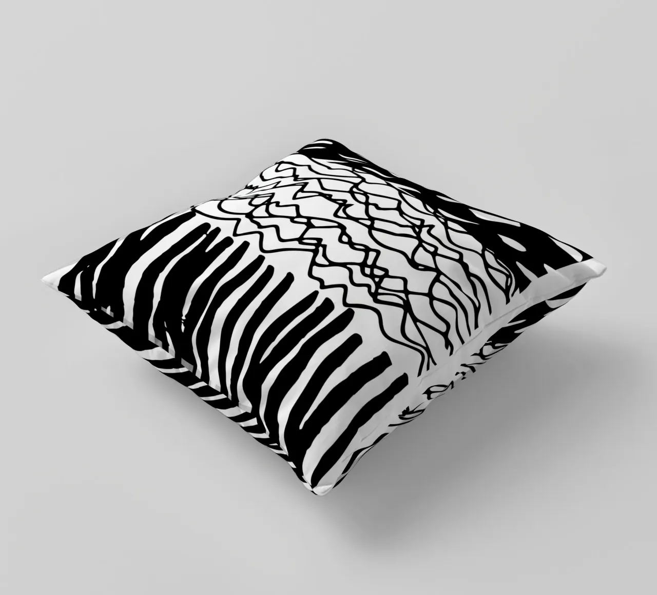 Black Marks Graphic Pattern decorative cushion by Kim Hubball Studio