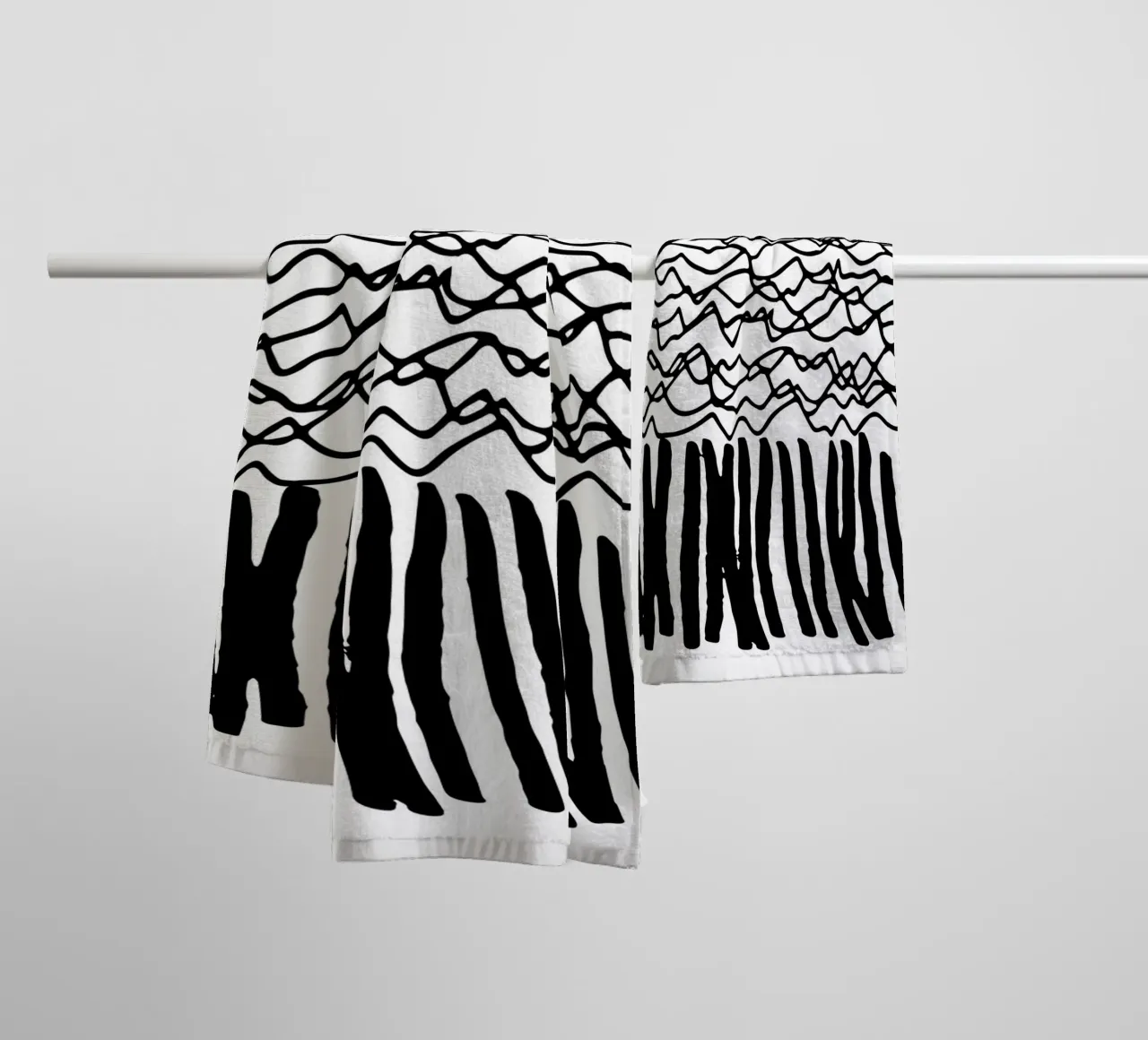 Black Marks Graphic Pattern towel by Kim Hubball Studio