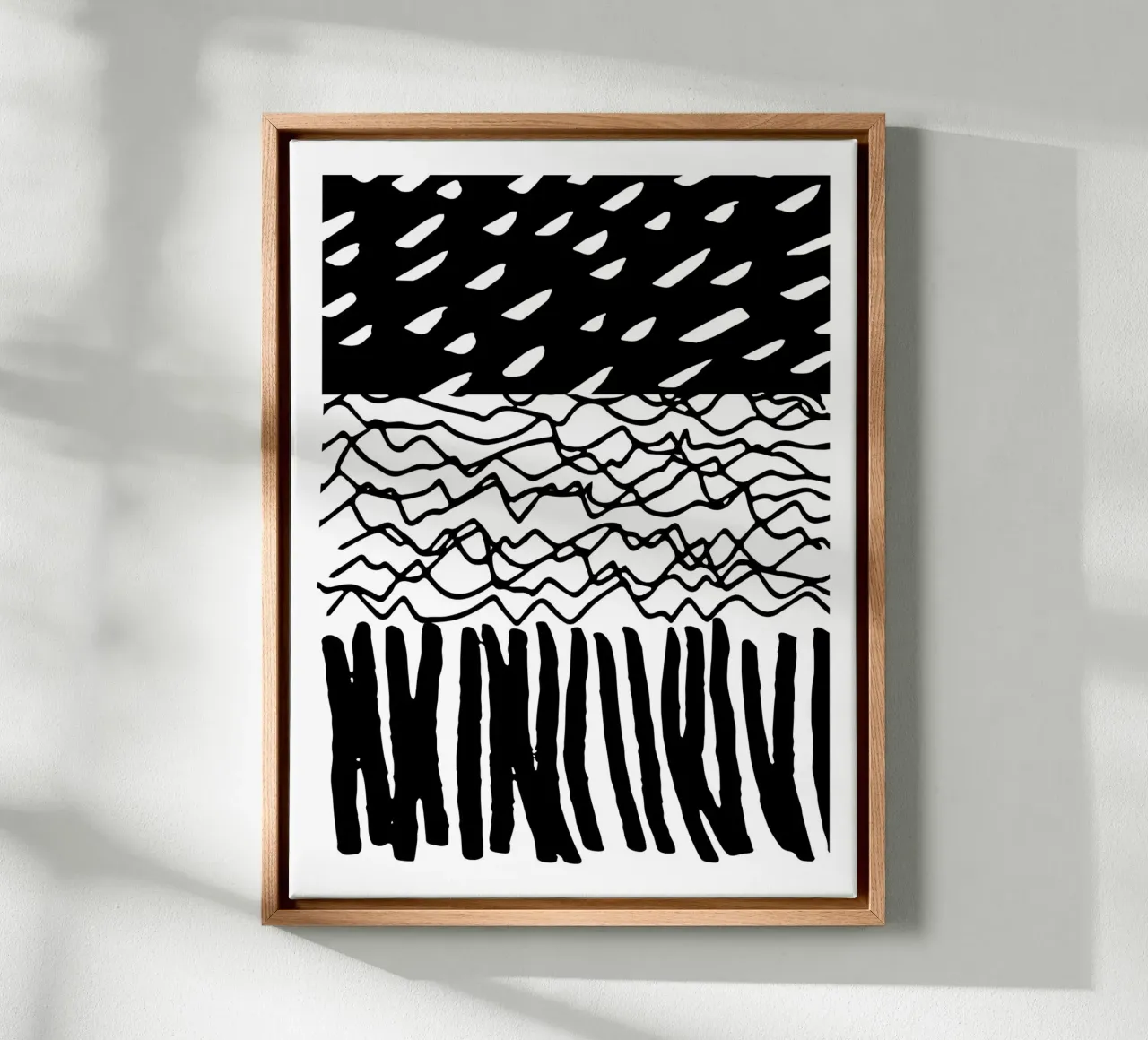 Black Marks Graphic Pattern canvas with Floater frame by Kim Hubball Studio