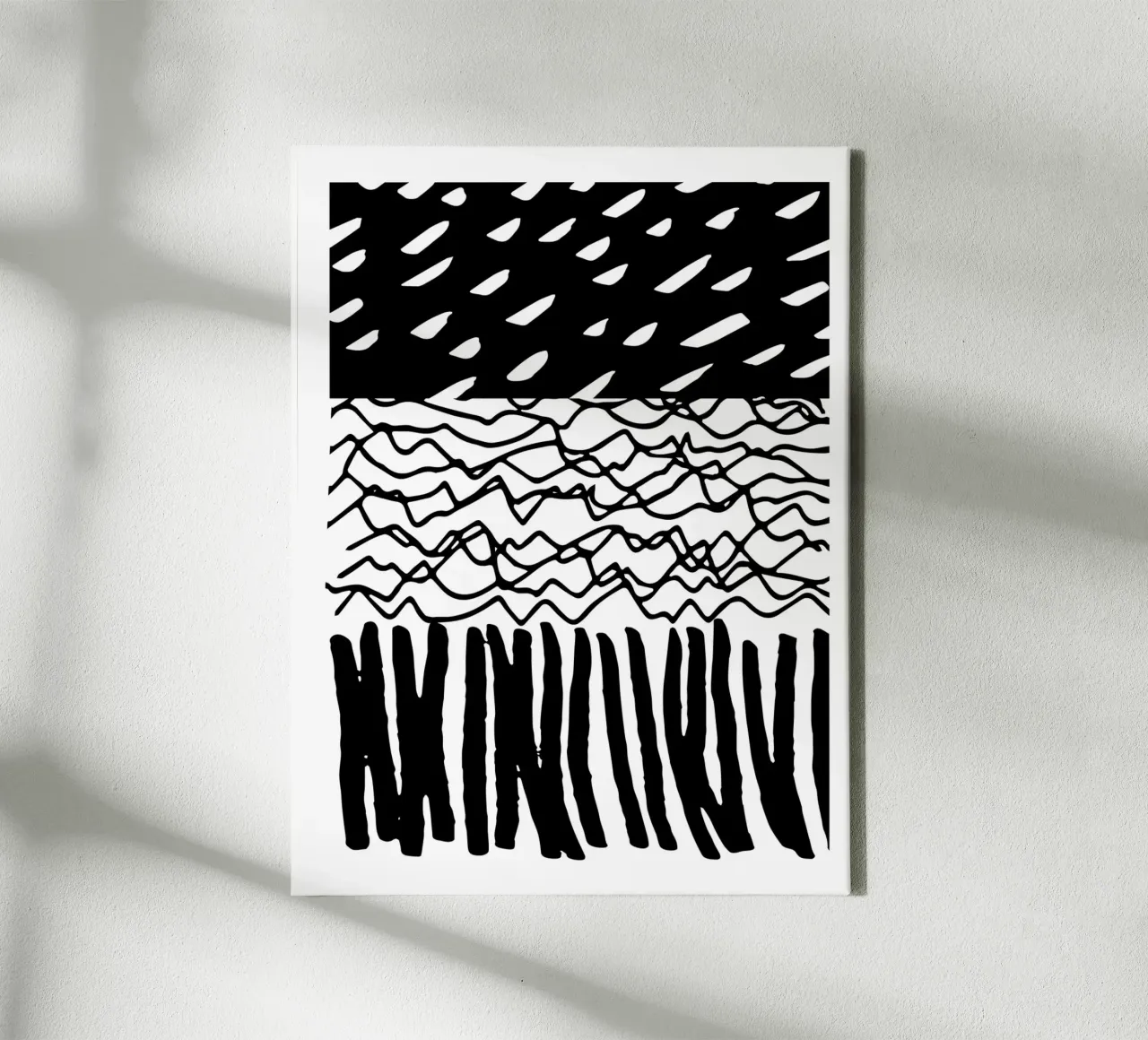 Black Marks Graphic Pattern canvas with Floater frame by Kim Hubball Studio