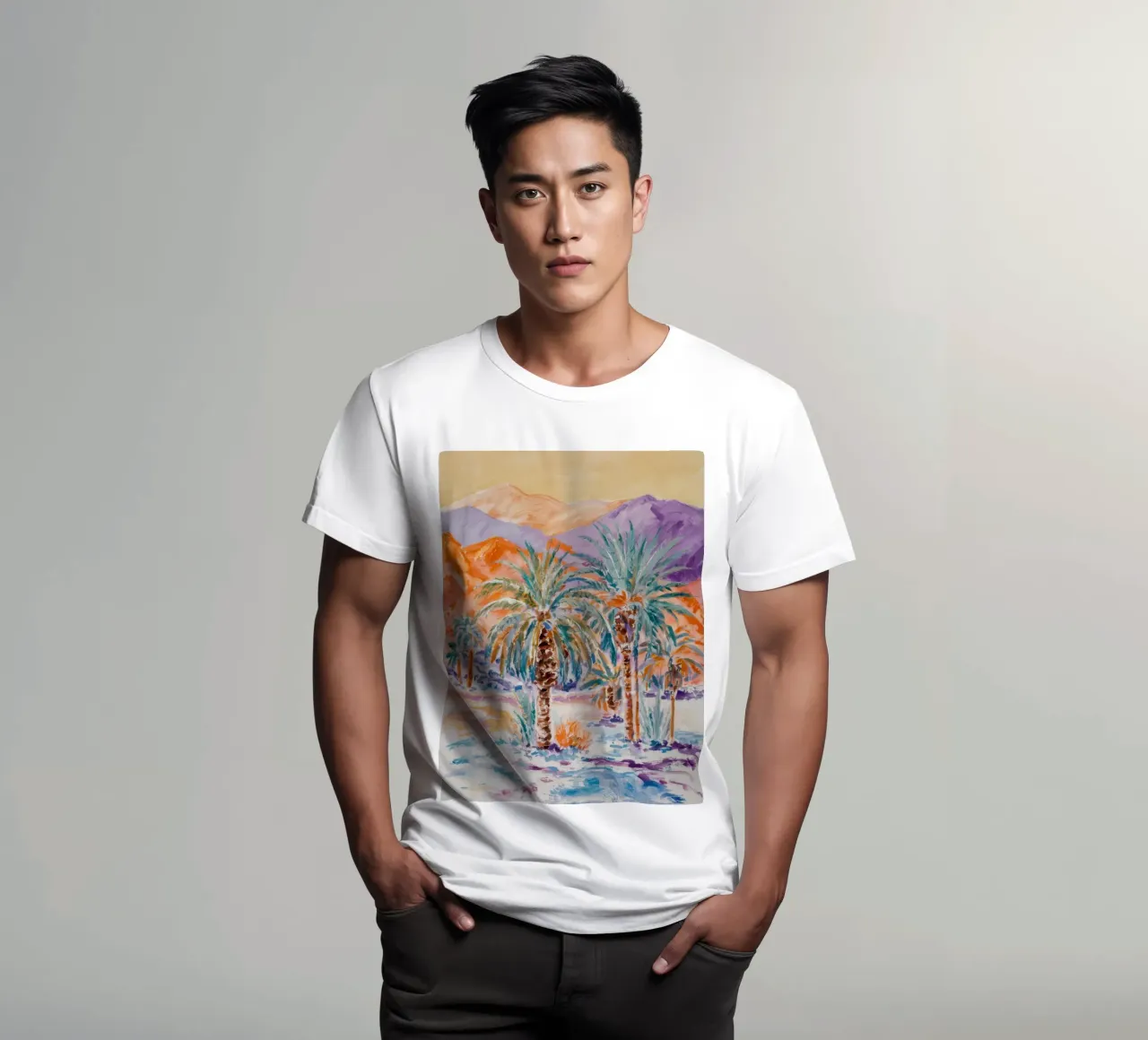 Riflesso di palma dell'oasi t-shirt da Angkasa Mist