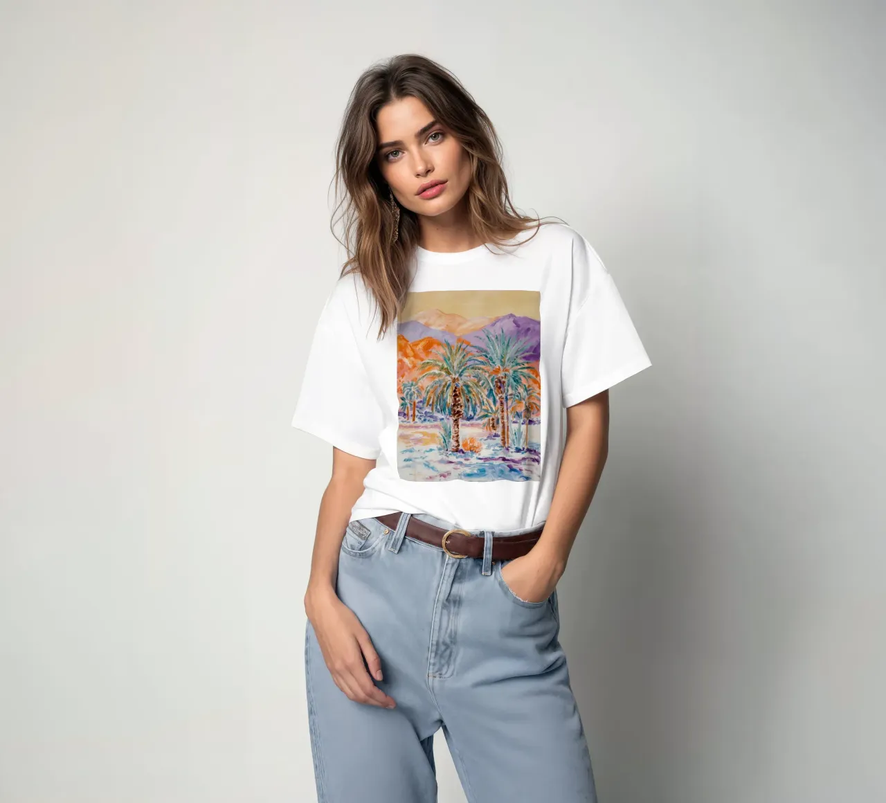 Riflesso di palma dell'oasi t-shirt da Angkasa Mist