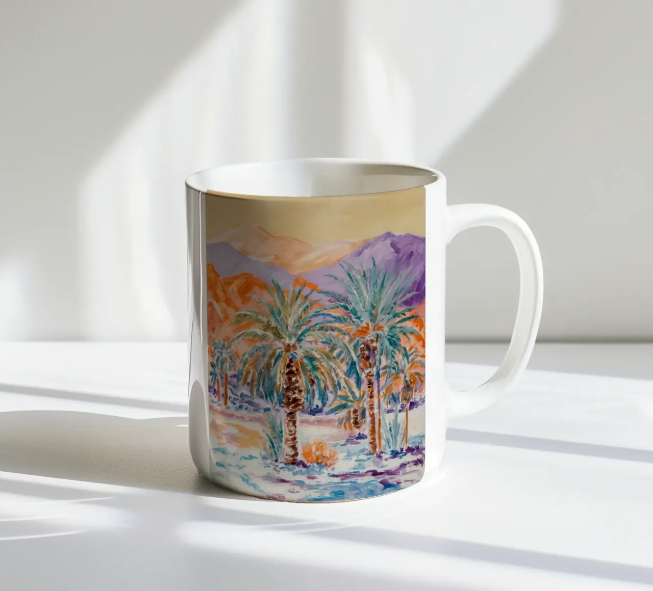 Riflesso di palma dell'oasi tazza in ceramica da Angkasa Mist