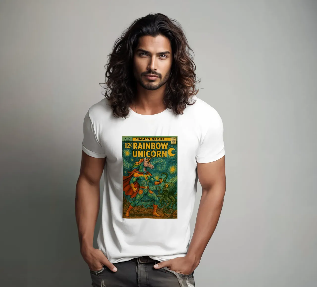 RAINBOW UNICORN - Fresh Supes On The Block camiseta de Vintage Van Gogh
